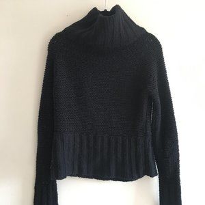 Black thick knit cowl neck sweater